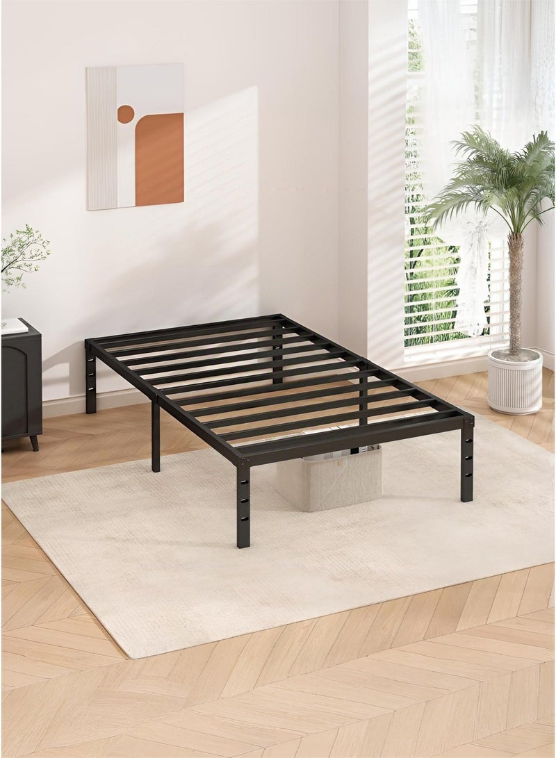 وين هولدر هيكل سرير معدني - ارتفاع ١٩٠*٩٥ سم مع مساحة تخزين، لا حاجة إلى مرتبة زنبركية، مع دعامة شرائح فولاذية متينة، قاعدة مرتبة متينة ومتينة، سهلة التركيب، لون أسود لغرفة النوم - Image 5